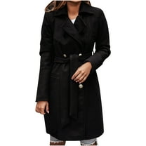 Buigttklop Womens and Winter Lapel Woolen Cloth Coat Trench Jacket Long Overcoat Outwear