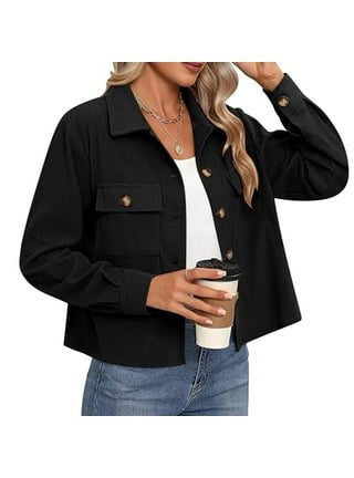 Black cropped corduroy jacket deals