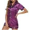 thumbnail image 1 of BUIgtTklOP Womens Silk Satin Pajamas Set Two-Piece Sleepwear Loungewear Pjs Button-Down Sets, 1 of 3