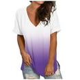 thumbnail image 1 of Buigttklop Womens Tops 2024 Fashion Casual Gradient V-Neck Short Sleeve Loose T-Shirt Tops, 1 of 6