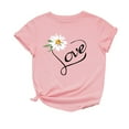 thumbnail image 1 of BUIgtTklOP Womens Tops 2024 Clearance Fashion Casual Loose Floral Letter Print Round Neck Top T-Shirt, 1 of 3