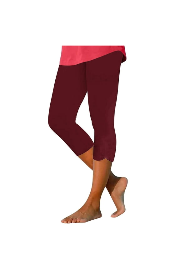 Yoga Capri Pants for Women 2024 Summer High Waisted Solid Color Capris Matching Slim Fitting Yoga Gym Pants