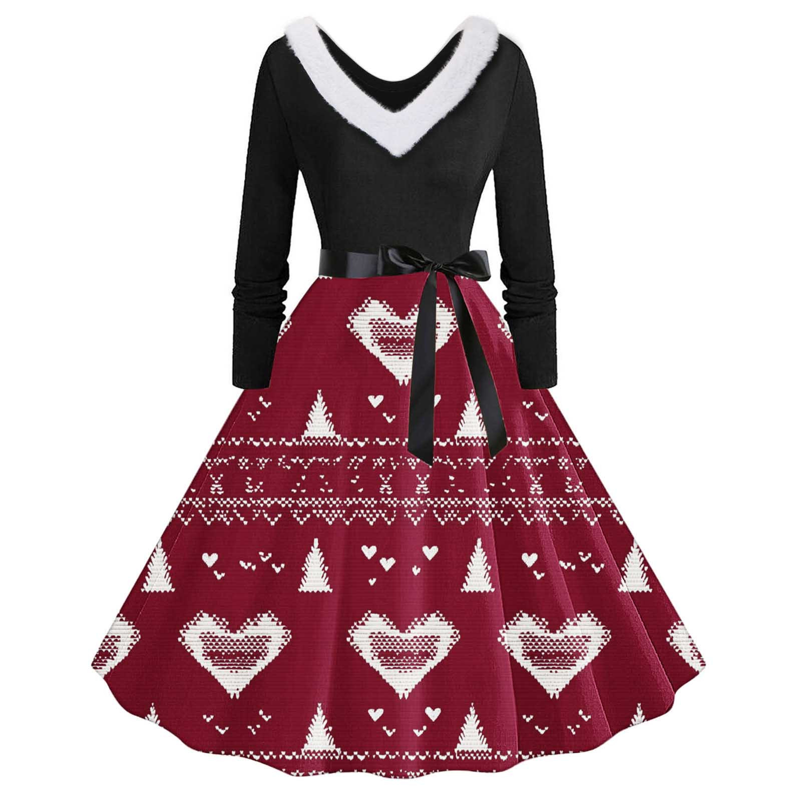 Buigttklop Christmas Dress for Women 2024,Vintage Christmas Printed — free download
