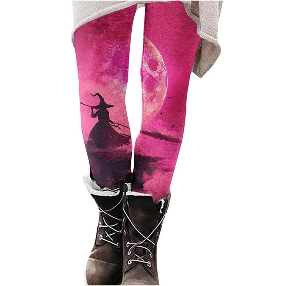 Buigttklop Halloween Leggings for Women Pumpkin/Spider Web/Pumpkin/Bloody/Cute Ghost Printed High Waist Workout Plus Size Gym Athletic Running Yoga Pants