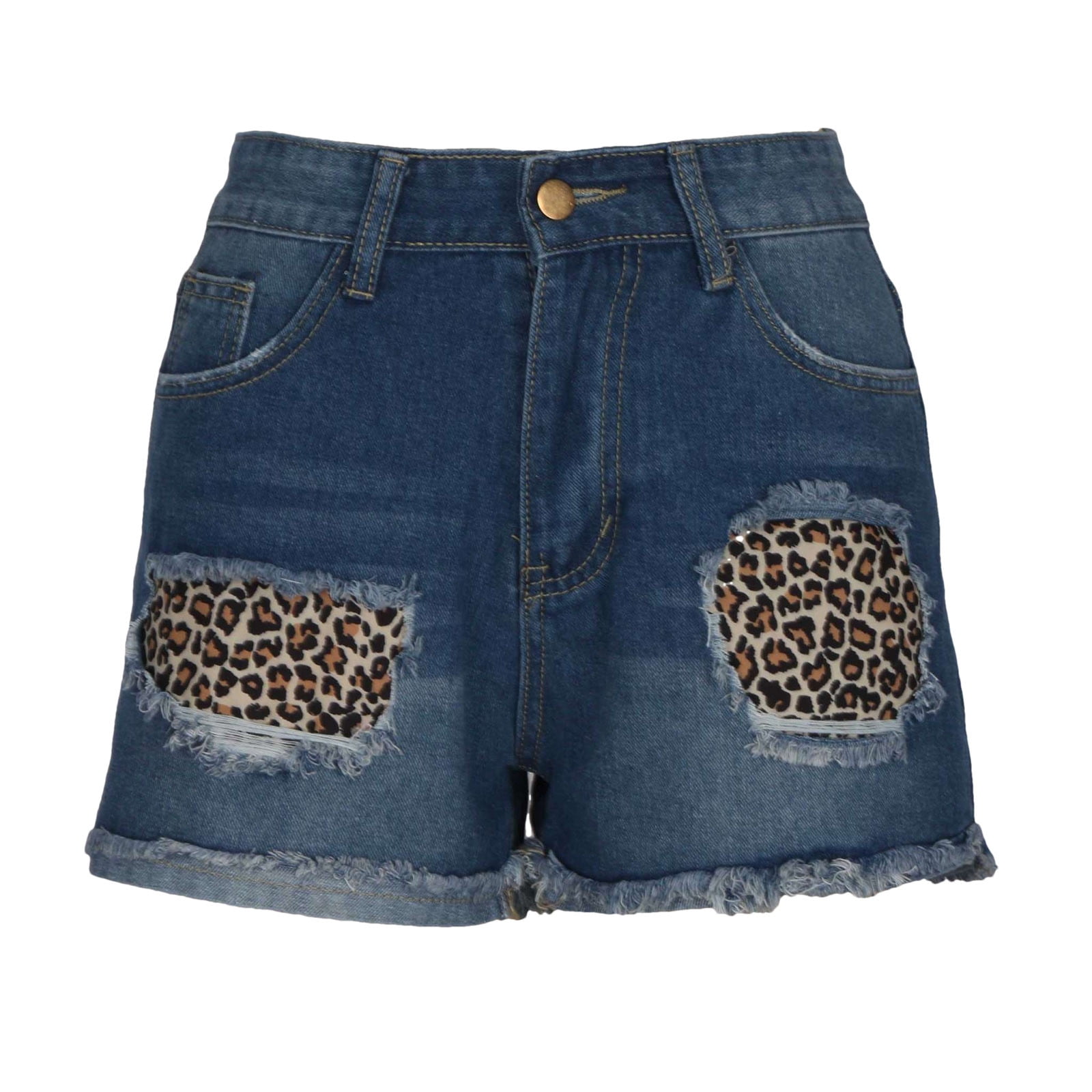 Leopard print jean shorts sale
