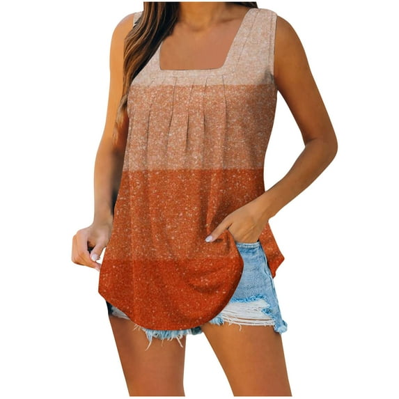 Buigttklop Summer Tank Tops for Women Sleeveless Square Neck Beach Praty Shirts Vacation Floral Print Vest