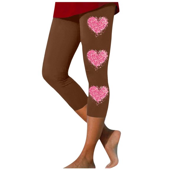 Buigttklop Valentine'S Day Heart Printed High Waisted Leggings for Women-Tummy Control Yoga Pants for Workout Running Athletic No See Through Plus Size
