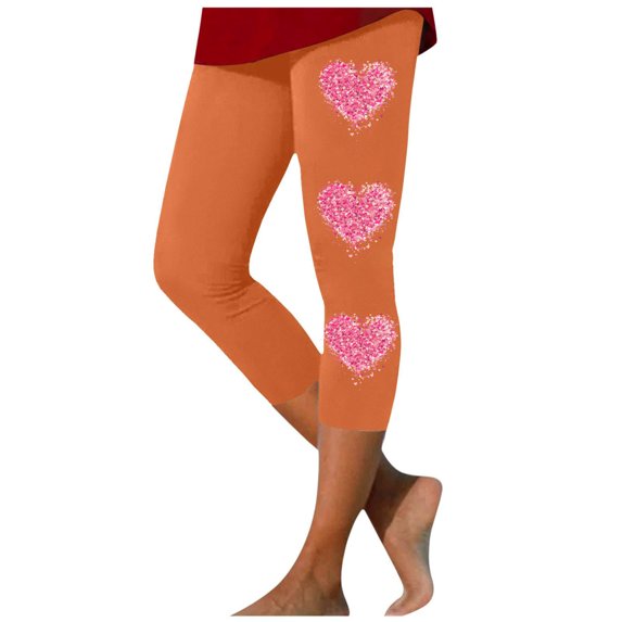 Buigttklop Valentine'S Day Heart Printed High Waisted Leggings for Women-Tummy Control Yoga Pants for Workout Running Athletic No See Through Plus Size