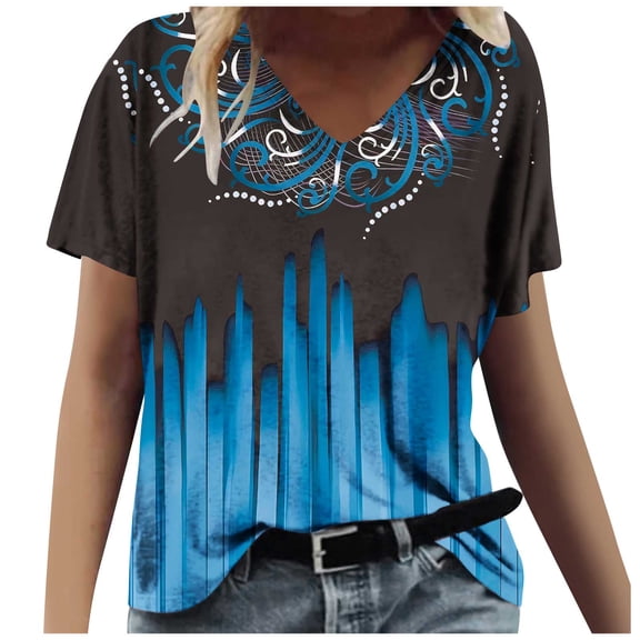 BUIgtTklOP no boundaries Women's Short Sleeve Tops V Neck Petal Sleeve Shirts 2024 Summer Casual T-Shirts Loose Fit Blouses Shattered Flowers Tops Casual Blouses