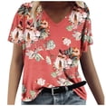 thumbnail image 1 of Buigttklop Women'S Summer Casual Tunic Petal Short Sleeve Tops Loose Comfy Tshirts for Leggings Casual V Neck T Shirts Ladies Short Sleeve Fitted Floral Blouses, 1 of 4