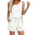 thumbnail image 1 of Buigttklop Womens 2 Piece Outfits Casual Matching Sets for Women Round-Neck Casual Solid Sleeveless Pockets Tops Outing Shorts Pants Sets, 1 of 6