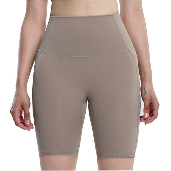Buigttklop Biker Shorts for Women with Pockets-8'' High Waisted Tummy Control Yoga Workout Running Gym Spandex Shorts