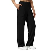 BUIGTTKLOP Cargo Sweatpants for Women Casual Baggy Wide Leg Sweat Pants Fall Fashion Comfy Athletic Joggers with Pockets