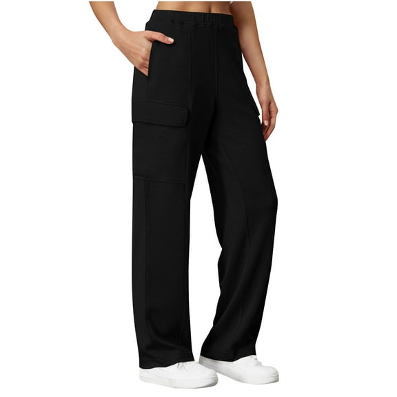 Buigttklop Cargo Sweatpants for Women Casual Baggy Wide Leg Sweat Pants Fall Fashion Comfy Athletic Joggers with Pockets