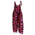 thumbnail image 1 of Buigttklop Ladies Sleeveless Jumpsuits Cotton Linen Rompers Dressy Valentine'S Day Print Overalls Retro Shoulder Straps with Pocket, 1 of 5