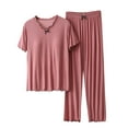 thumbnail image 1 of Buigttklop Pajama Sets for Women 2 Piece Outfits Lounge Sleepwear Short Sleeve Tops with Built In Bra Shorts Sets Comfort Soft Pjs Sets, 1 of 3