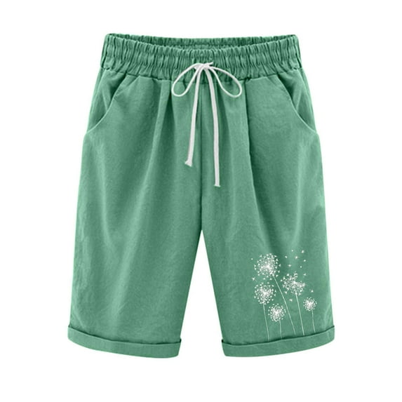 Buigttklop Short for Women Clearacne,Women'S Summer Printed Five Points Large Size Cotton Linen Shorts Casual Shorts