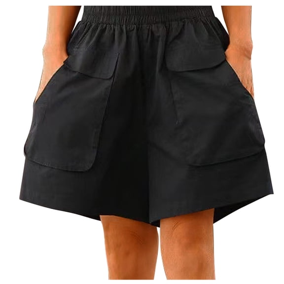 Buigttklop Short for Women 2024,Women Ladies Solid Pants Streetwear Elastic Pocket Frenulum Loose Jogger Short Pants