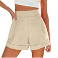 thumbnail image 1 of Buigttklop Short for Women 2024,Women Summer Cotton and Linen Pockets Wide Leg Shorts High Waisted Casual Shorts Workwear, 1 of 6