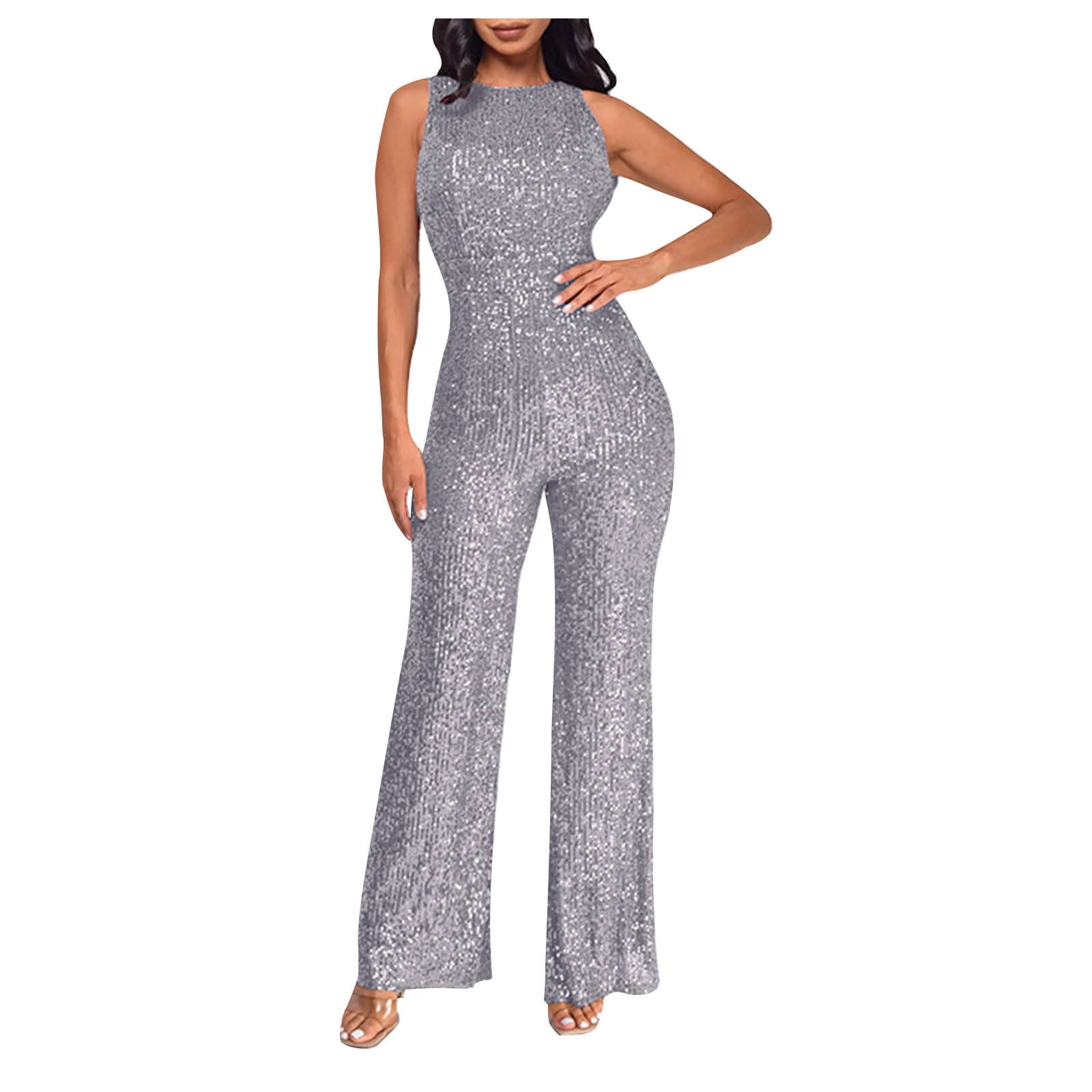 Dames one schouder pailletten jumpsuits, dames