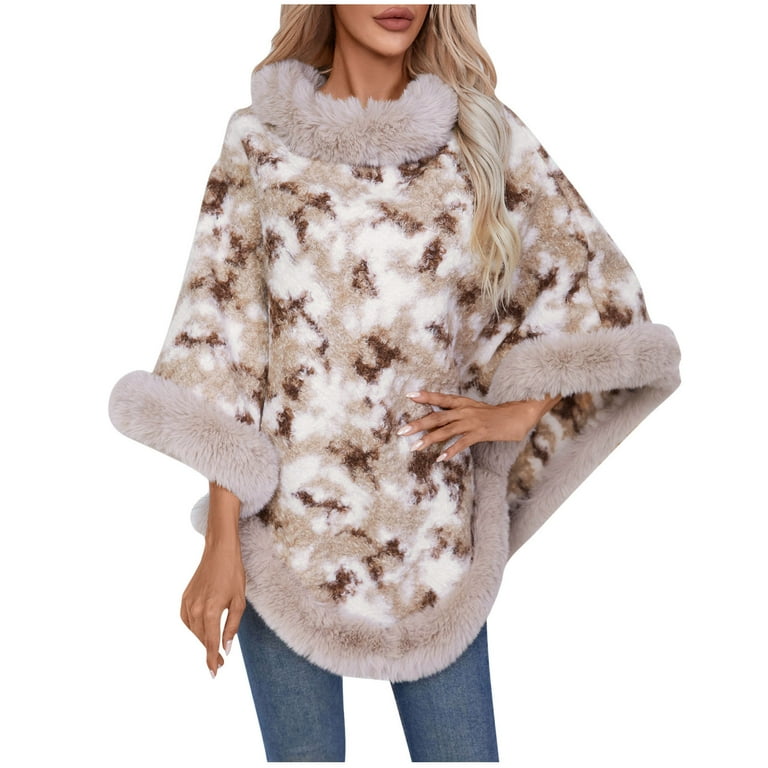 Buigttklop Sweater for Women,Women Winter Leopard Shawl Cloak