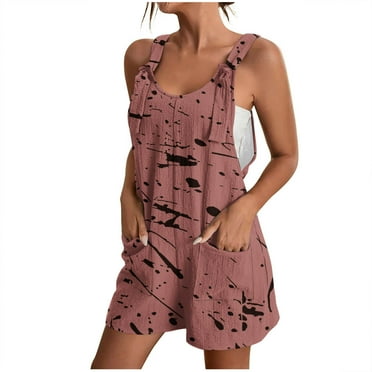 BUIgtTklOP no boundaries Women's Jumpsuits, Rompers for Women Clearance Summer Comfortable Casual Suspender Shorts Print Overalls with Pockets Pants