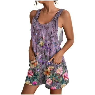 BUIgtTklOP no boundaries Women's Jumpsuits, Rompers for Women Clearance Summer Comfortable Casual Suspender Shorts Print Overalls with Pockets Pants
