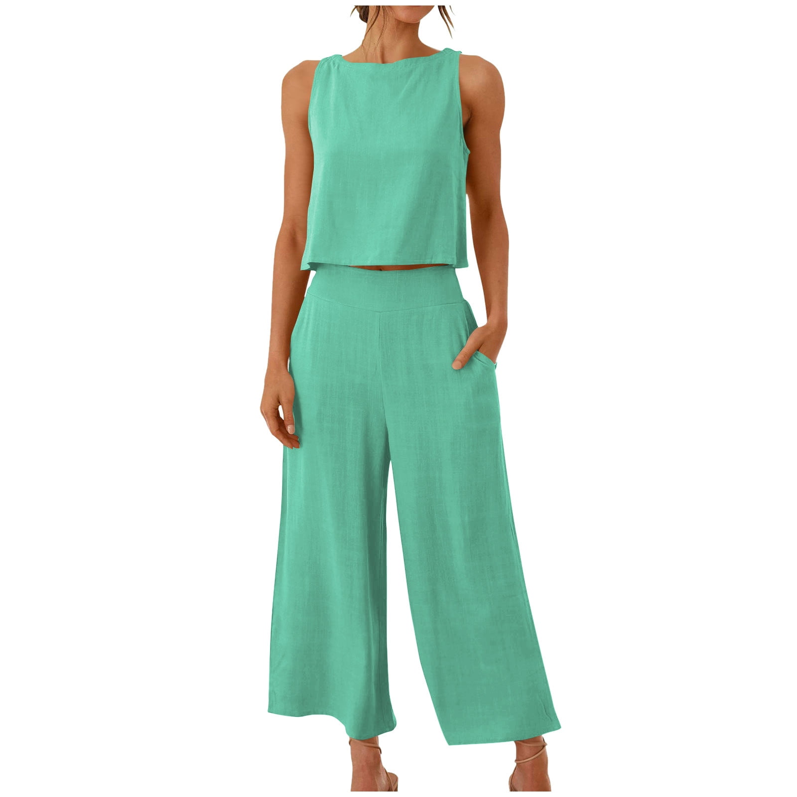 High Hips Pattern Tank Set Two Piece Set
