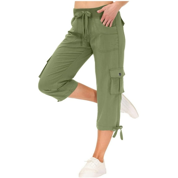 BUIgtTklOP no boundaries Womens Capris with Pockets Loose Fit Casual Capri Pants Dressy Lightweight Ladies Baggy Cargo Pants for Hiking