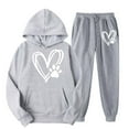 thumbnail image 1 of Buigttklop Womens Heartbeat Print Hoodie Sweatsuits 2 Piece Tracksuit Sets Casual Sweatshirt and Sweatpants Jogger Workout Outfit, 1 of 2