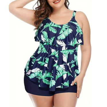 BUIgtTklOP High Waisted Tankini Swimsuits for Women Flounce Top Tummy Control Bathing Suits Slimming Swimwear