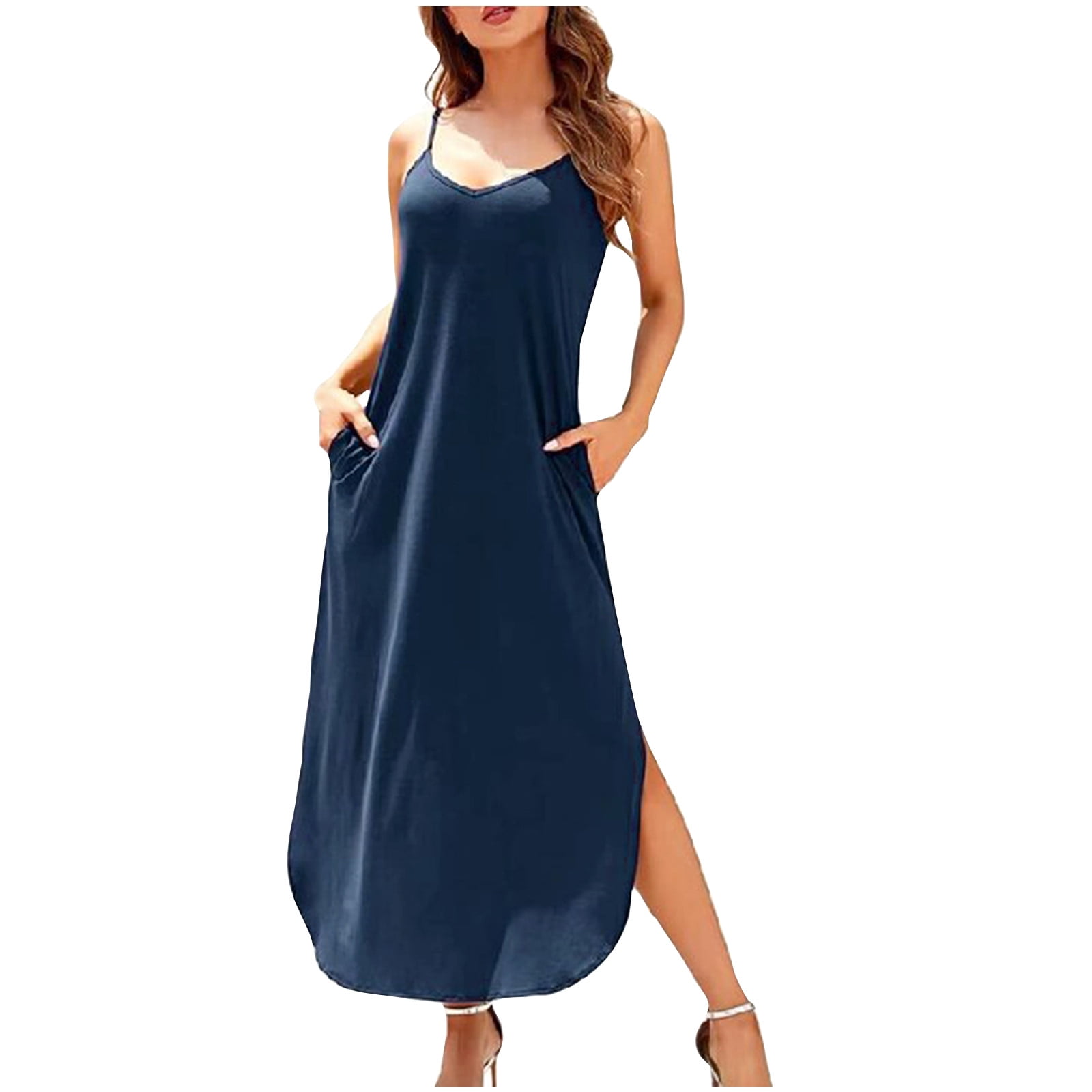 BEYOVE Women's Spaghetti Strap Flared Swing Dress – Sleeveless Summer Sundress