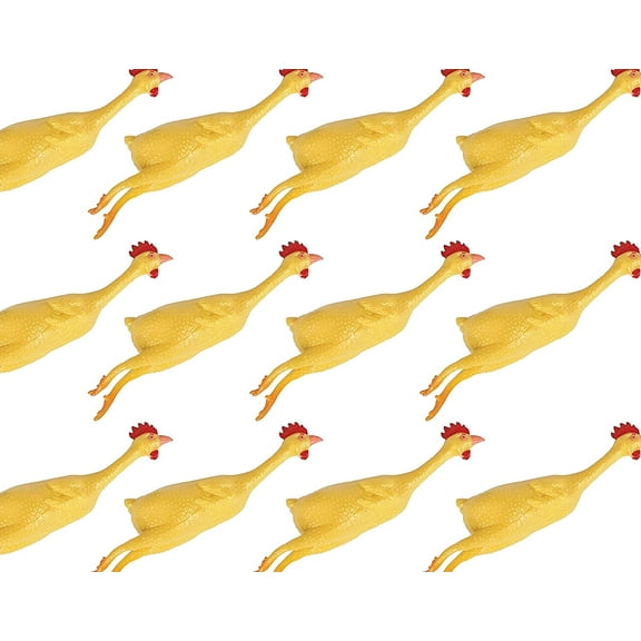 BULK - 12 Rubber Chicken Stress Ball Toys for Classroom or Office - Sensory Fidget Special Needs