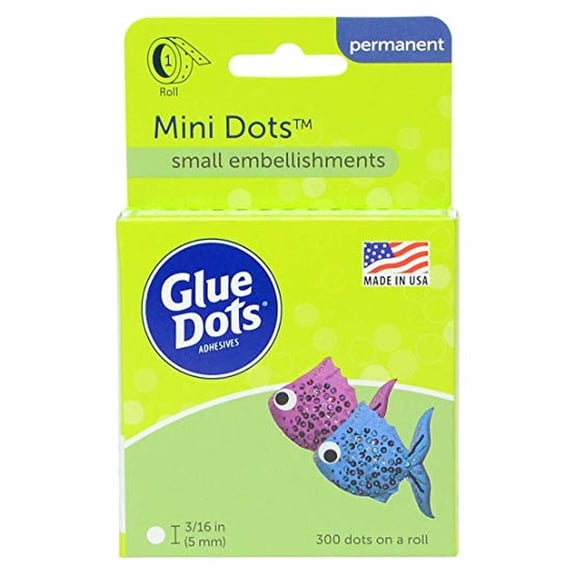 BULK 6 Pack Glue Dots Mini Dot Roll Adhesive 3/16" 300 dots per pack