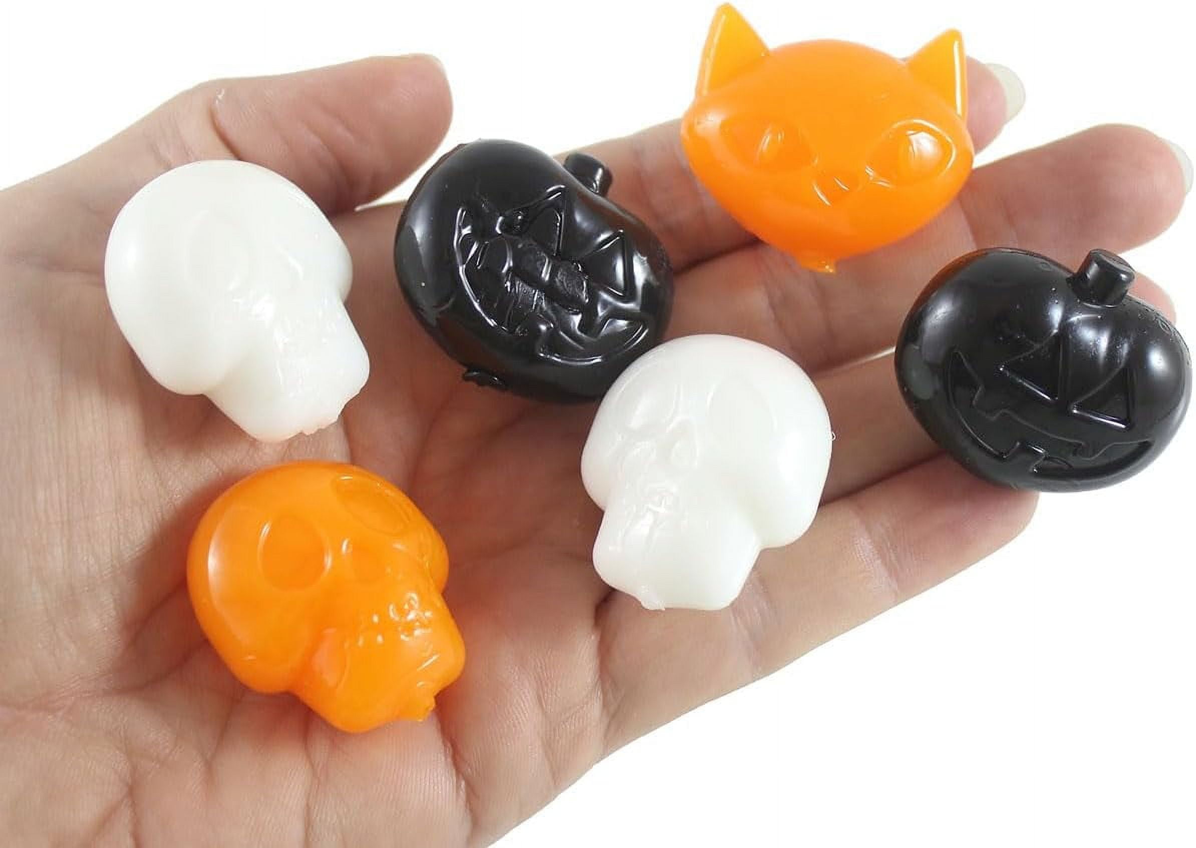 BULK 72 Stretchy Halloween Characters - Skull, Cat, Pumpkin - Mini Gummy Sticky Toys - Halloween Party Favor Prize Trick or Treat (4 Dozen)
