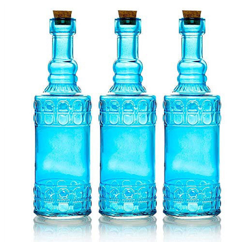 BULK PACK (3) Calista Turquoise Vintage Glass Bottle Wedding Flower