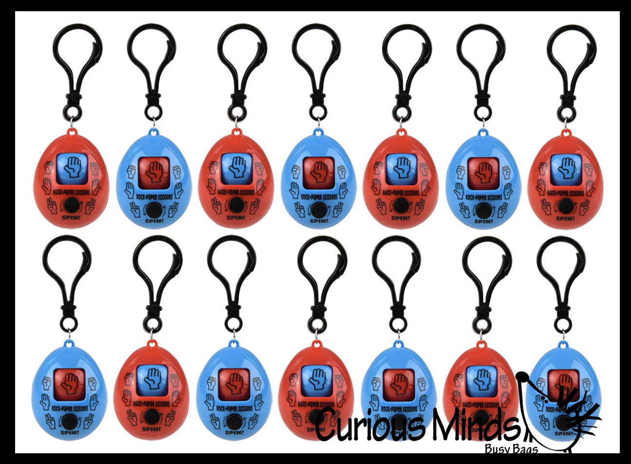 BULK Set of 12 Rock, Paper, Scissors, Shoot Fidget Toy with Keyring