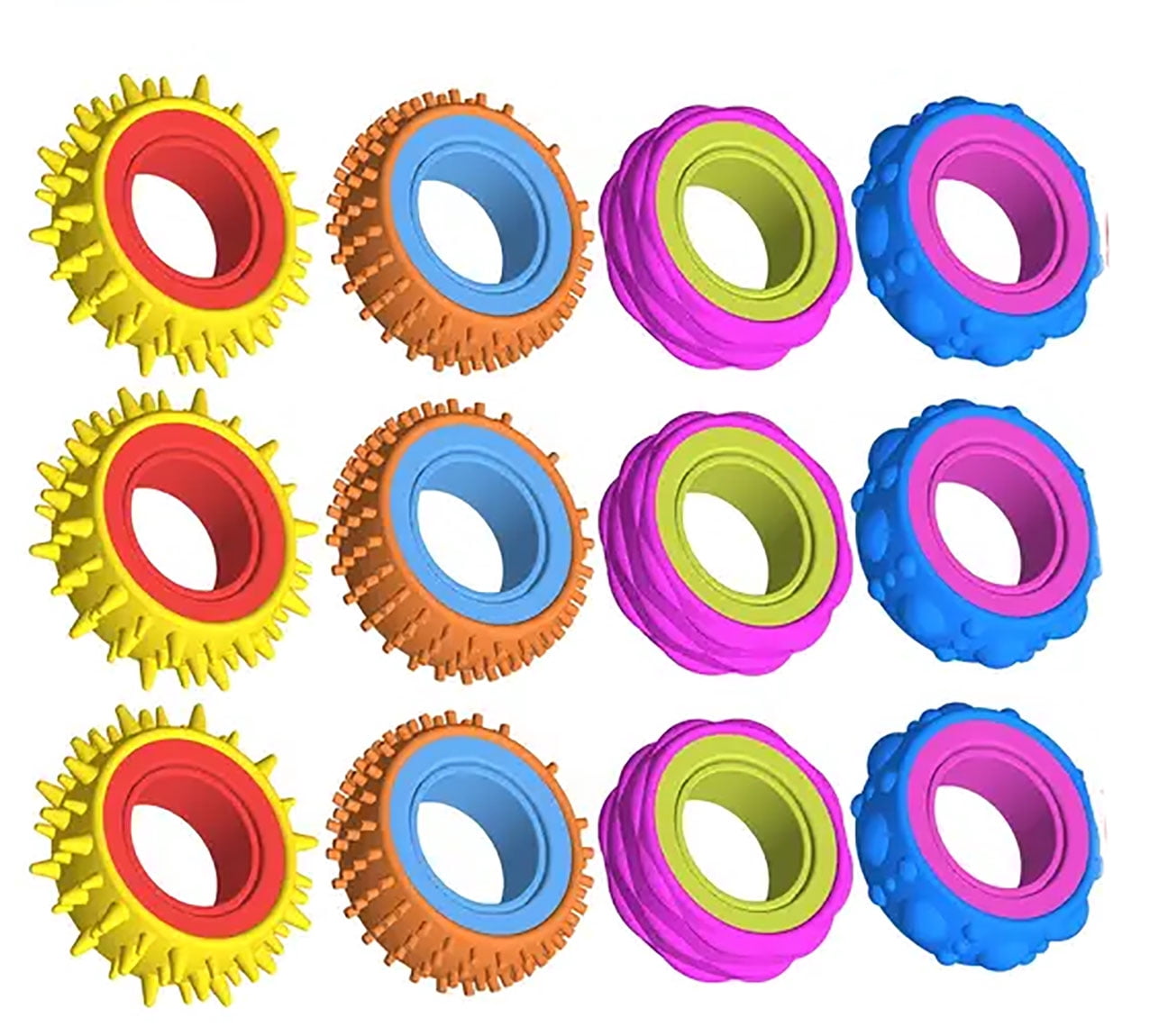 BULK - Set of 12 Spin Ring - Soft Silicone Fidget Spinner Ring - Fidget ...