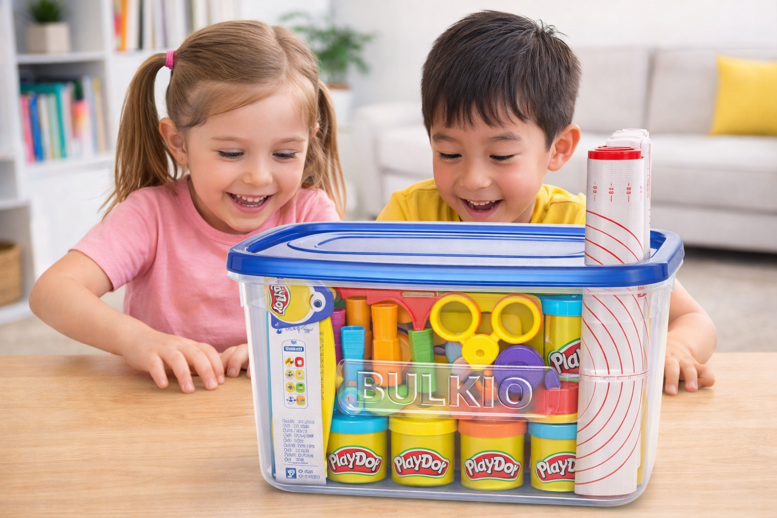 BULKIO Kids No-Mess Modeling Clay Kit with Storage Container & Silicone Mat – Portable Creative Play Set (Clay Not Included)