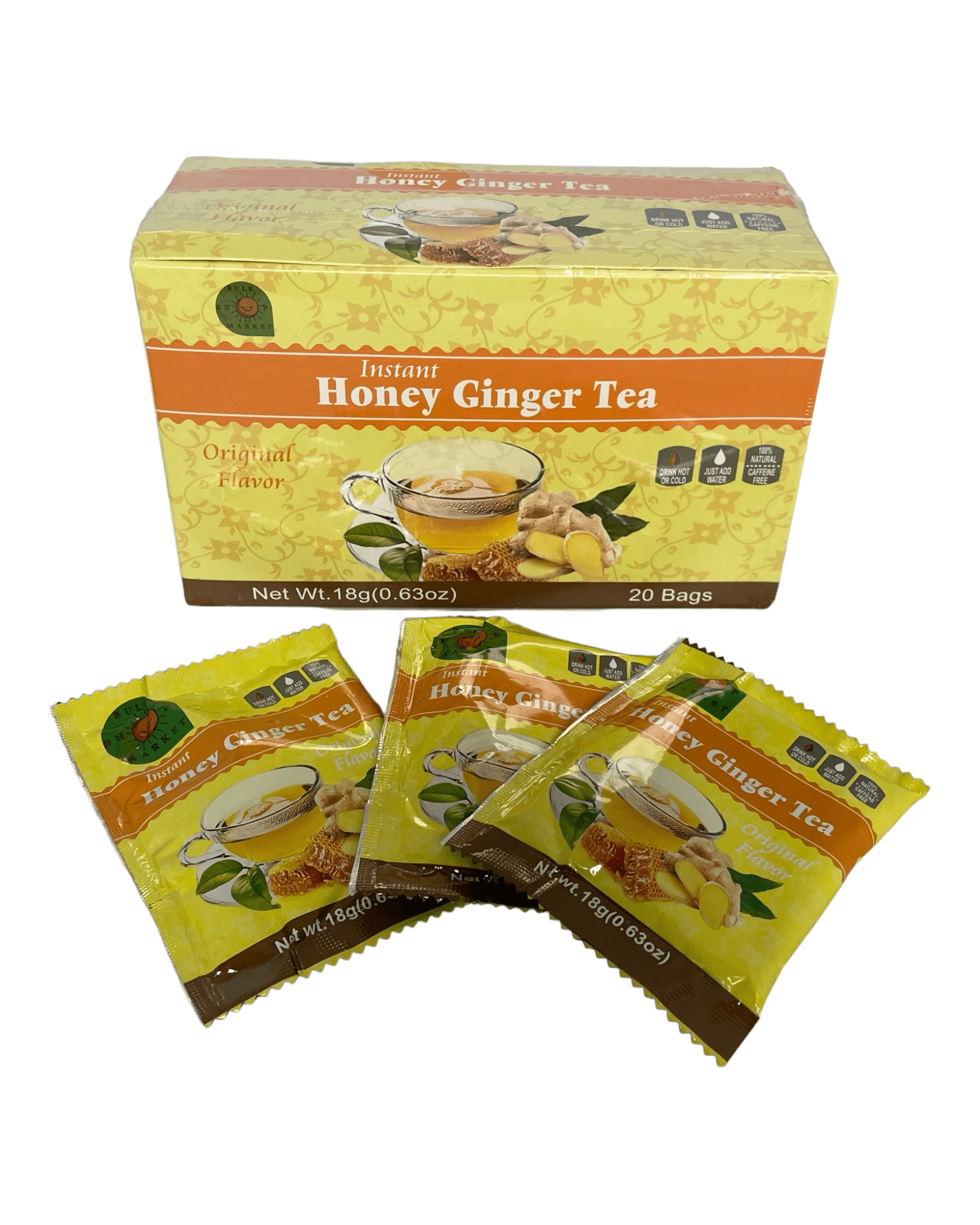 INSTANT HONEY GINGER TEA 20 SACHETS 100 PURE FOR HOT OR