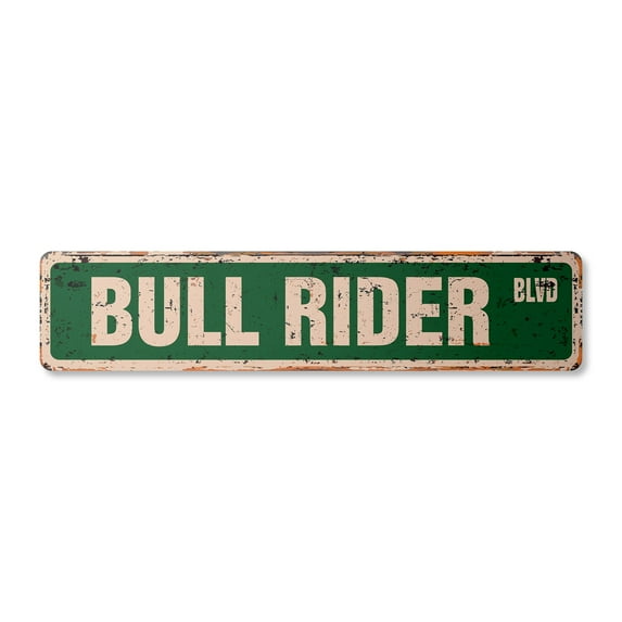 BULL RIDER Vintage Plastic Street Sign rodeo cowboy calf roping horses | Indoor/Outdoor |  30" Wide