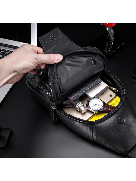 BULLCAPTAIN Chest pack,Chest With Usb With Usb Port Casual Chest With Leather Casual Chest Mewmewcat Men Leather Casual Qahm Buzhi Qisuo