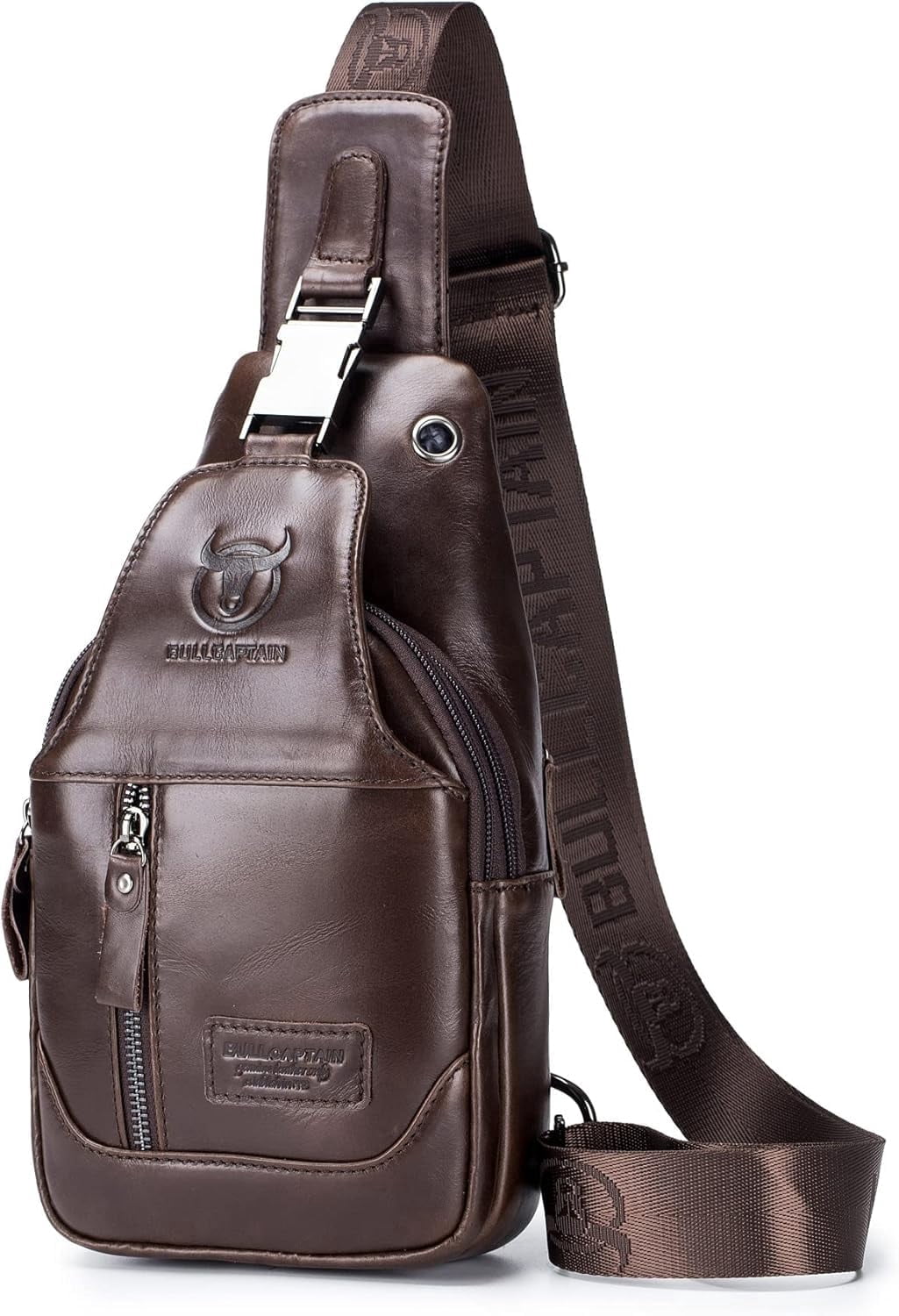 BULLCAPTAIN Genuine Leather Sling Bag Men's Crossbody Chest Backpack Vintage Daypack