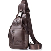 BULLCAPTAIN Genuine Leather Sling Bag Mens Crossbody Chest Backpack Vintage Daypack
