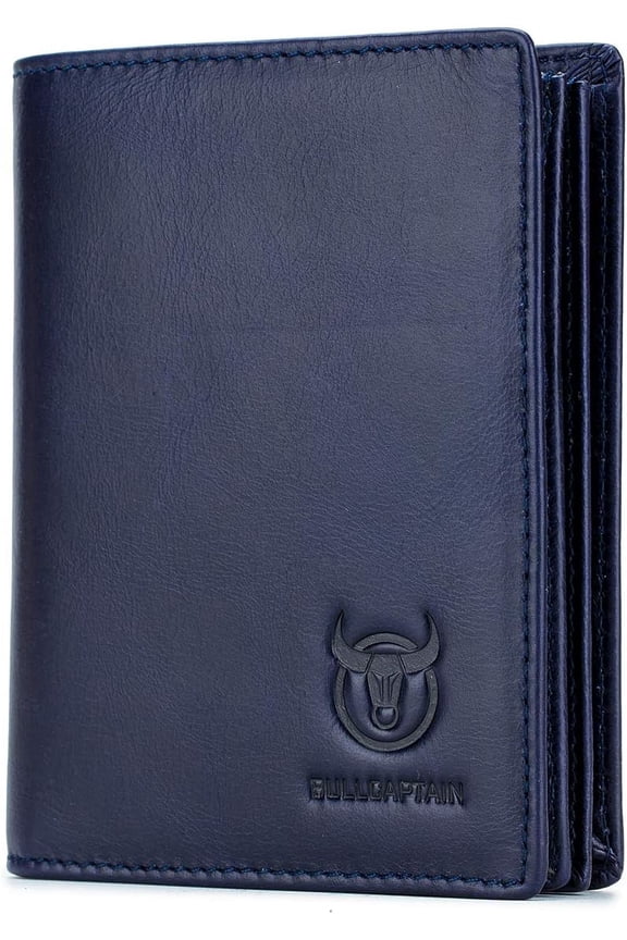 RFID Blocking Men's Classic Large Capacity Bifold Wallet, Blue