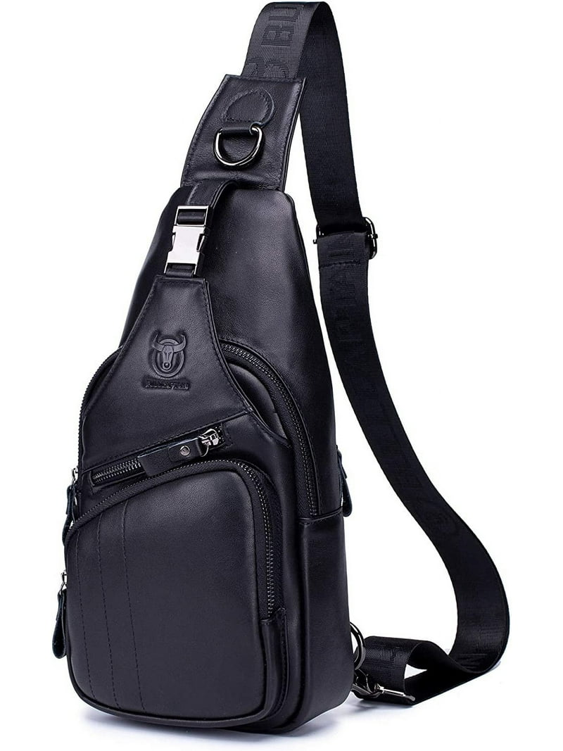 Genuine Leather Sling Bag | Adjustable Crossbody Chest Daypack Amazon.com | Leather Sling Bag Crossbody Backpack for Men  main image 4