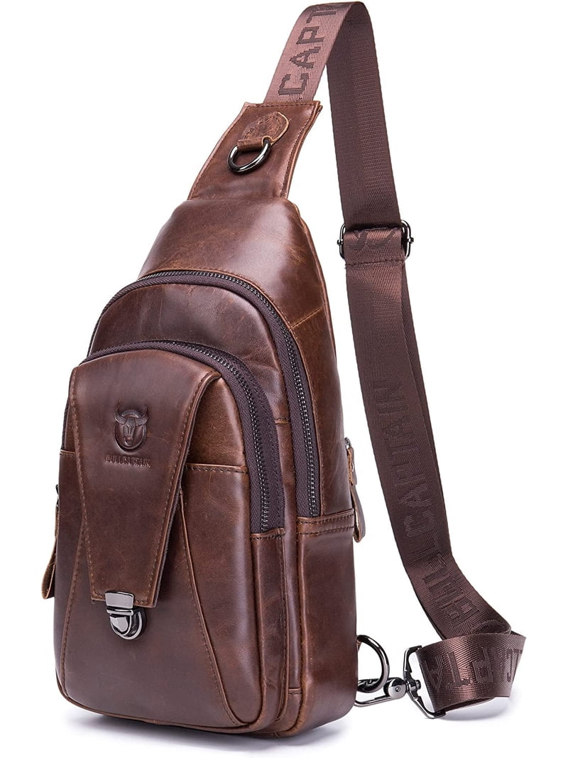 Genuine Leather Crossbody Sling Backpack with Multiple Pockets Men main image 2