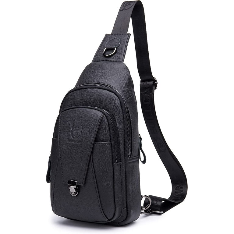 BULLCAPTAIN Leather Sling Bag for Men Multi pocket Crossbody Chest Bag Travel Casual Shoulder Backpack Walmart