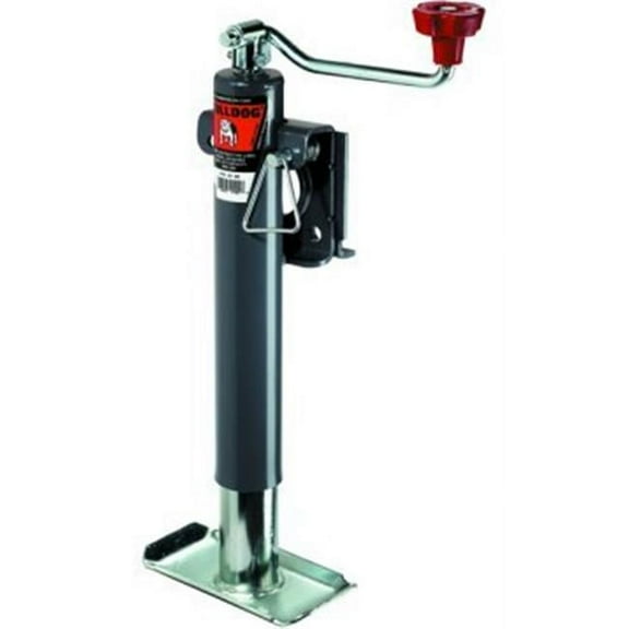 BULLDOG 151421 Round Trailer Jack, Side Mount, 2,000 lbs. Lift Capacity, Topwind, Weld-On, 15 Inch Travel