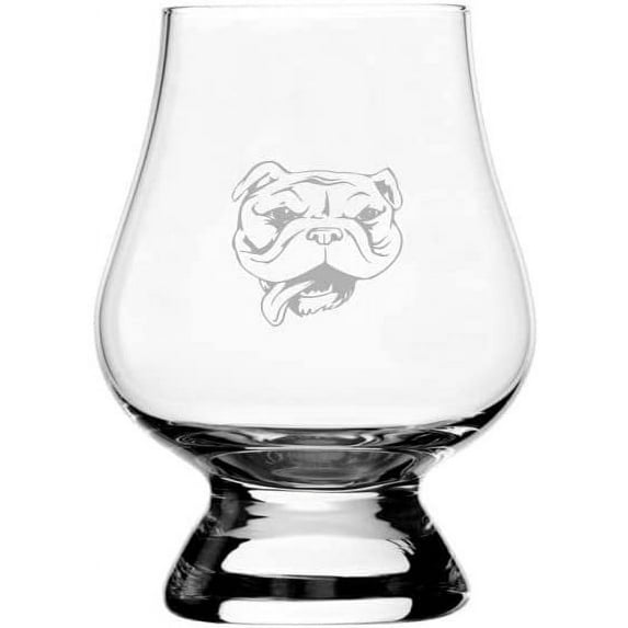 BULLDOG Dog Themed Etched 2.5oz Glencairn Wee Whisky Glass